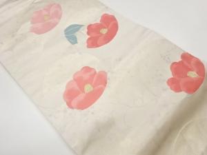 長谷川織物製　丸文に椿模様織出し名古屋帯